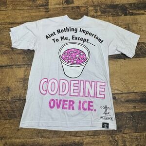 Algierz Graphic Houston T-Shirt Novelty Print Short Sleeve Hip Hop S/M Drank‎